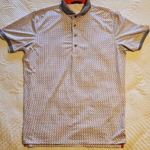 Greyson Men's Polo Shirt - Blue Orange and White Pattern